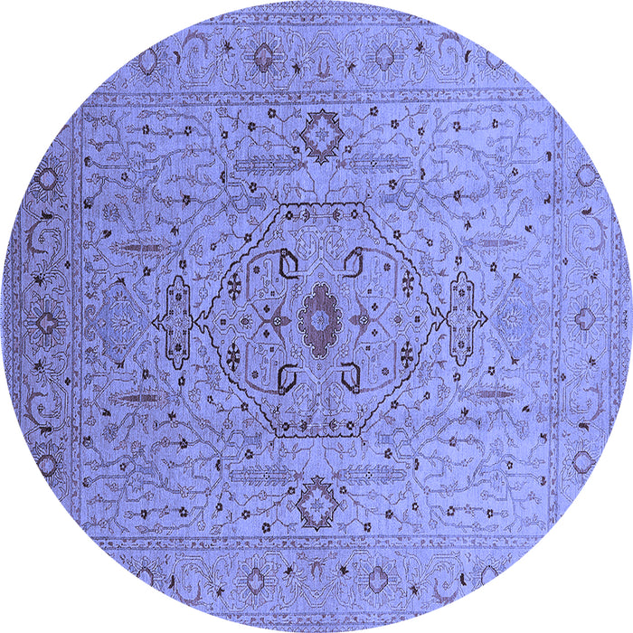 Round Oriental Blue Traditional Rug, urb697blu