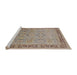 Sideview of Machine Washable Industrial Modern Brown Rug, wshurb698