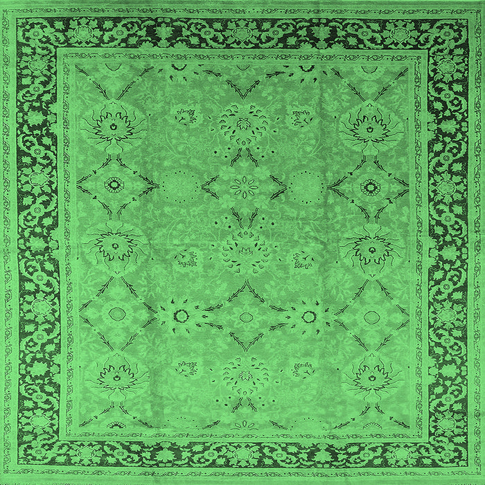 Square Oriental Emerald Green Industrial Rug, urb698emgrn