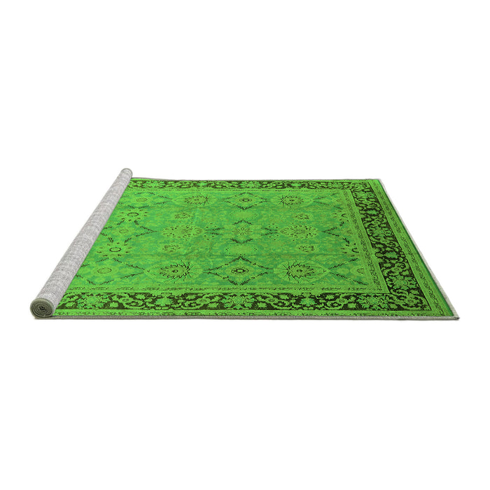 Sideview of Machine Washable Oriental Green Industrial Area Rugs, wshurb698grn