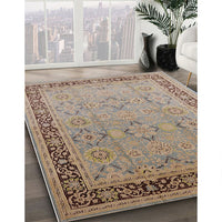 Mid-Century Modern Brown Oriental Rug, urb698