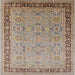 Square Mid-Century Modern Brown Oriental Rug, urb698