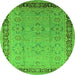 Round Oriental Green Industrial Rug, urb698grn