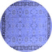 Round Machine Washable Oriental Blue Industrial Rug, wshurb698blu