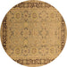 Round Oriental Brown Industrial Rug, urb698brn