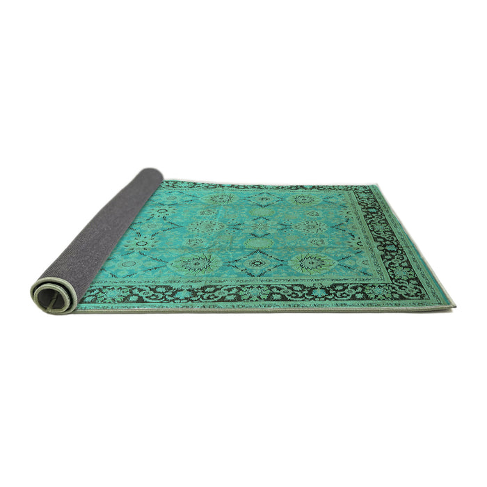 Sideview of Oriental Turquoise Industrial Rug, urb698turq