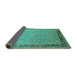 Sideview of Oriental Turquoise Industrial Rug, urb698turq