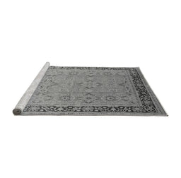 Sideview of Machine Washable Oriental Gray Industrial Rug, wshurb698gry