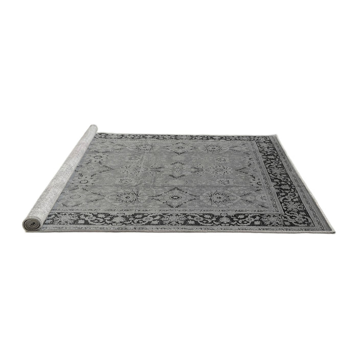 Sideview of Machine Washable Oriental Gray Industrial Rug, wshurb698gry