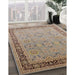 Mid-Century Modern Brown Oriental Rug in Family Room, urb698