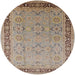 Round Mid-Century Modern Brown Oriental Rug, urb698