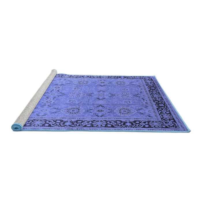 Sideview of Machine Washable Oriental Blue Industrial Rug, wshurb698blu