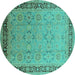 Round Oriental Turquoise Industrial Rug, urb698turq