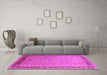 Machine Washable Oriental Pink Industrial Rug in a Living Room, wshurb698pnk