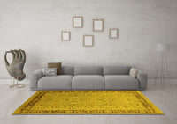 Machine Washable Oriental Yellow Industrial Rug, wshurb698yw