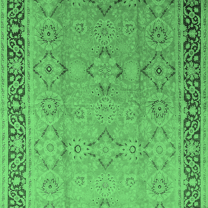 Machine Washable Oriental Emerald Green Industrial Area Rugs, wshurb698emgrn