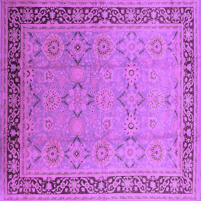 Square Machine Washable Oriental Purple Industrial Area Rugs, wshurb698pur