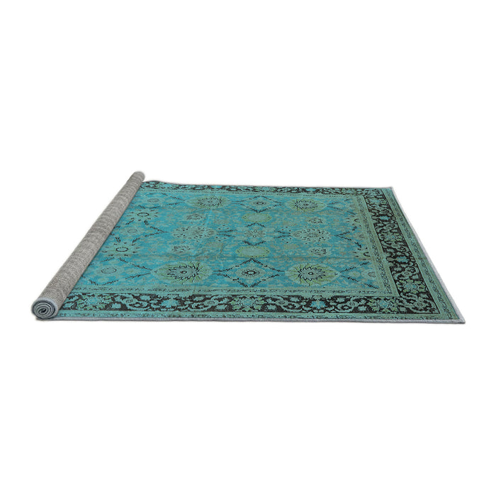 Sideview of Machine Washable Oriental Light Blue Industrial Rug, wshurb698lblu