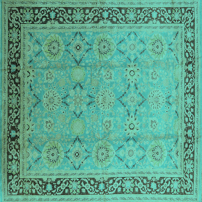 Square Oriental Turquoise Industrial Rug, urb698turq