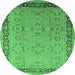 Round Oriental Emerald Green Industrial Rug, urb698emgrn