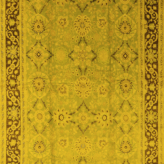 Machine Washable Oriental Yellow Industrial Rug, wshurb698yw