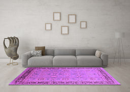 Machine Washable Oriental Purple Industrial Area Rugs in a Living Room, wshurb698pur