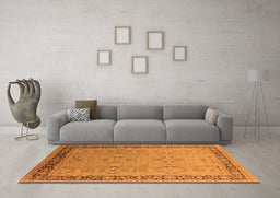Machine Washable Oriental Orange Industrial Area Rugs in a Living Room, wshurb698org