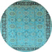 Round Oriental Light Blue Industrial Rug, urb698lblu