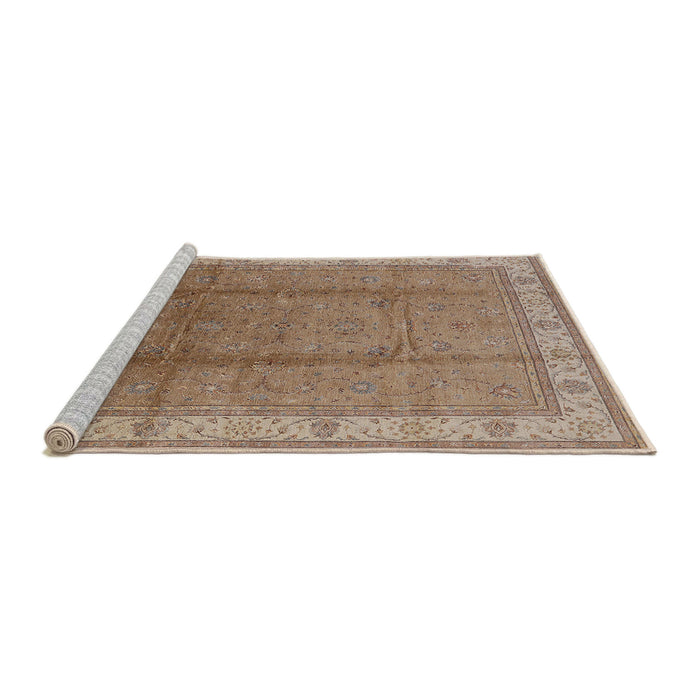 Sideview of Machine Washable Industrial Modern Light Copper Gold Rug, wshurb699