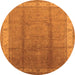 Round Machine Washable Oriental Orange Traditional Area Rugs, wshurb699org