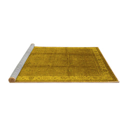Sideview of Machine Washable Oriental Yellow Traditional Rug, wshurb699yw