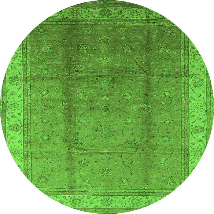 Round Oriental Green Traditional Rug, urb699grn