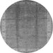 Round Machine Washable Oriental Gray Traditional Rug, wshurb699gry