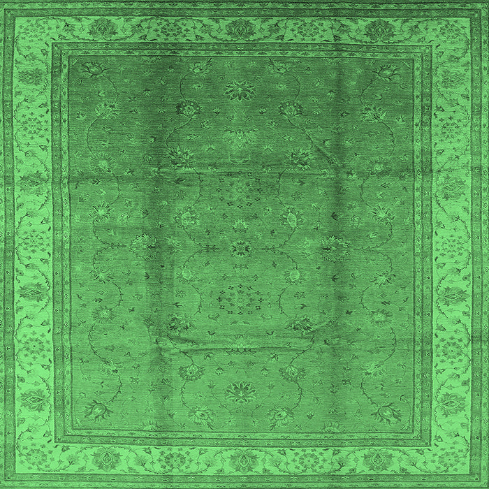 Square Machine Washable Oriental Emerald Green Traditional Area Rugs, wshurb699emgrn