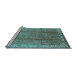 Sideview of Machine Washable Oriental Light Blue Traditional Rug, wshurb699lblu