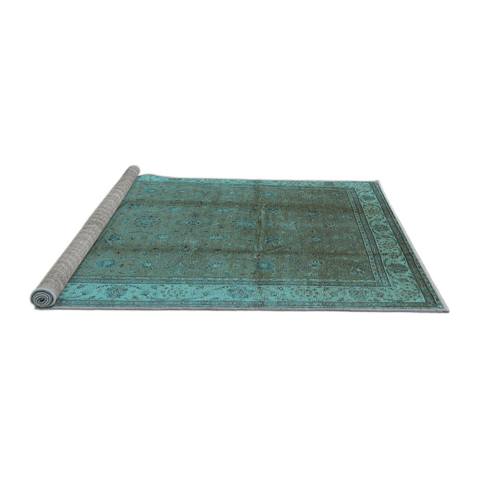 Sideview of Machine Washable Oriental Light Blue Traditional Rug, wshurb699lblu