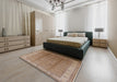 Mid-Century Modern Light Copper Gold Oriental Rug in a Bedroom, urb699