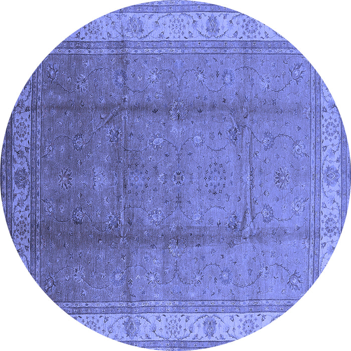Round Oriental Blue Traditional Rug, urb699blu