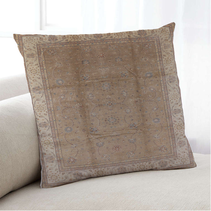 Lifestyle Image of Mid-Century Modern Urban Square Light Copper Gold Throw Pillow, 18 inch by 18 inch, pwurb699