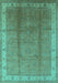 Machine Washable Oriental Turquoise Traditional Area Rugs, wshurb699turq