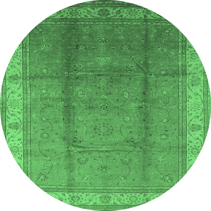 Round Oriental Emerald Green Traditional Rug, urb699emgrn