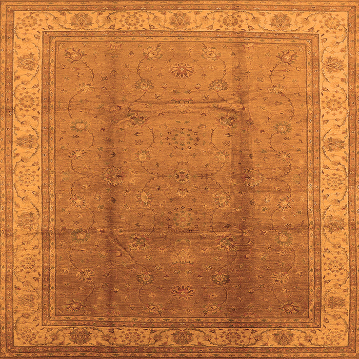 Square Machine Washable Oriental Orange Traditional Area Rugs, wshurb699org