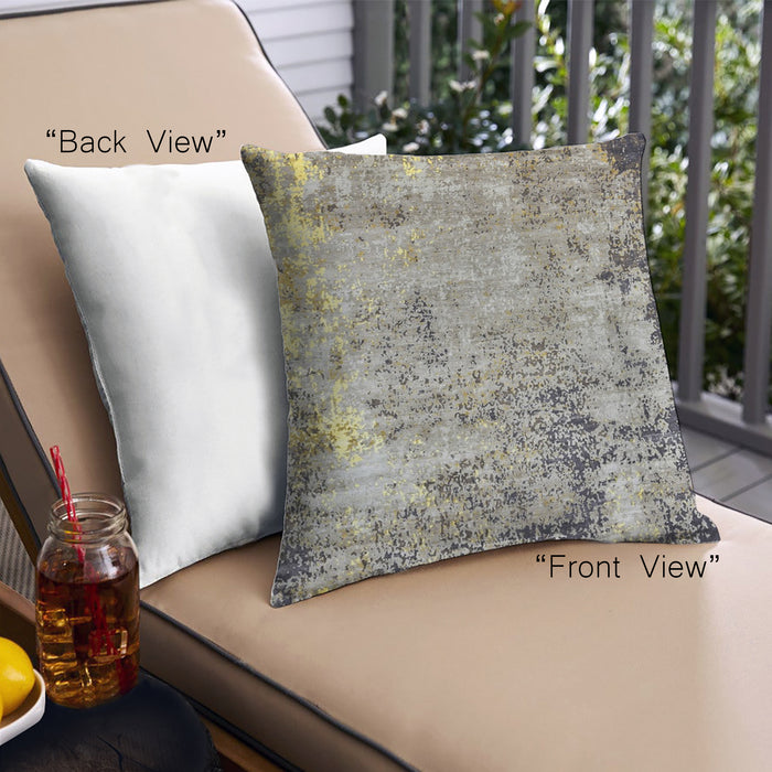 Front View of Mid-Century Modern Urban Square Sandstone Brown Throw Pillow, 18 inch by 18 inch, pwurb69