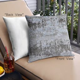 Front View of Mid-Century Modern Urban Square Metallic Silver Gray Throw Pillow, 18 inch by 18 inch, pwurb6