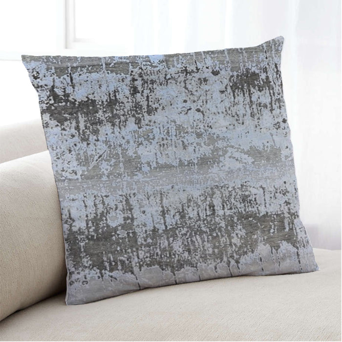Lifestyle Image of Mid-Century Modern Urban Square Metallic Silver Gray Throw Pillow, 18 inch by 18 inch, pwurb6