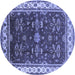 Round Oriental Blue Traditional Rug, urb700blu