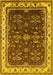 Machine Washable Oriental Yellow Traditional Rug, wshurb700yw