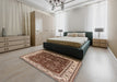 Mid-Century Modern Light Copper Gold Oriental Rug in a Bedroom, urb700