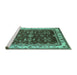Sideview of Machine Washable Oriental Turquoise Traditional Area Rugs, wshurb700turq