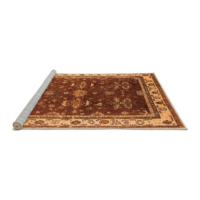Sideview of Machine Washable Oriental Orange Traditional Area Rugs, wshurb700org